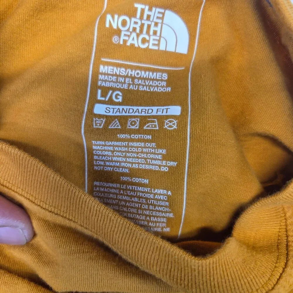 The North Face Logo Graphic T-Shirt Men's Large Mustard Yellow Cotton